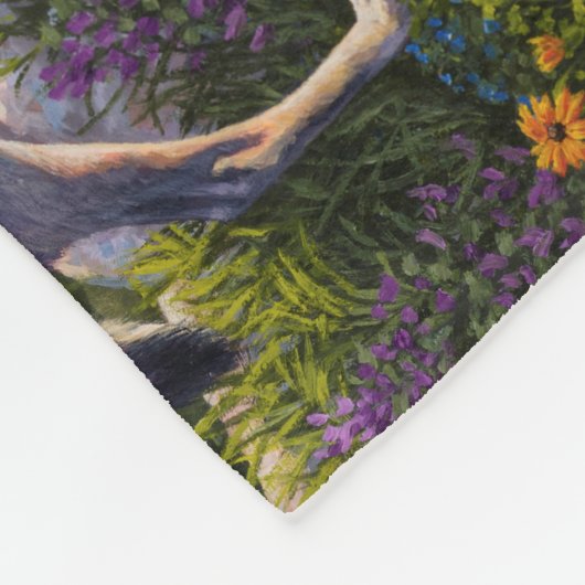 Moeder Wolf en Pups Mountain River Valley Fleece Deken (Hoek)