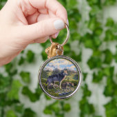 Moeder Wolf en Pups Mountain River Valley Sleutelhanger (Hand)