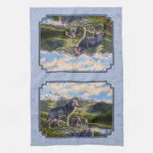Moeder Wolf en Pups Mountain River Valley Theedoek (Verticaal)