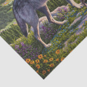 Moeder Wolf en Pups Mountain River Valley Tissuepapier (Detail)