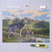 Moeder Wolf en Pups Mountain River Valley Tissuepapier (Craft)