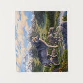 Moeder Wolf en Pups Mountain River Valley Wandkleed (Voorkant)