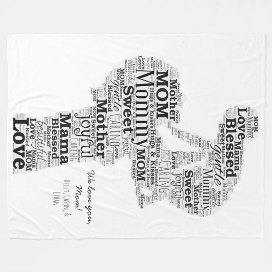 Moeder Word Art Fleece Deken (Voorkant (Horizontaal))