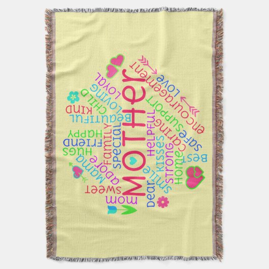 Moeder Word Cloud Deken (Voorkant Verticaal)