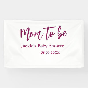 Moeder worden baby shower naam datum roze eenvoudi spandoek