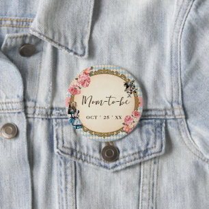 Moeder Worden Vintage Alice Baby Shower Knop Ronde Button 7,6 Cm
