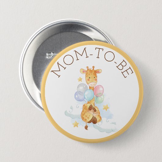 Moeder wordt Baby shower Giraffe Button (Voorkant /achterkant)