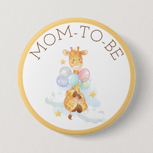 Moeder wordt Baby shower Giraffe Button (Voorkant)