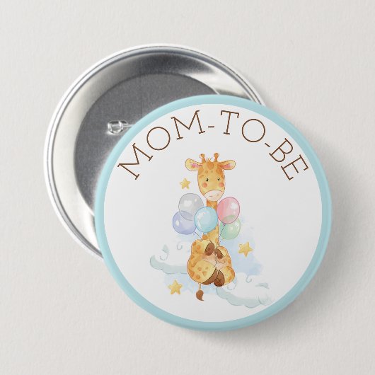 Moeder wordt Baby shower Giraffe Button (Voorkant /achterkant)