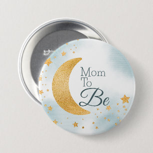 Moeder wordt blauw over de maan Baby shower Ronde Button 7,6 Cm
