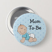 Moeder wordt Blue Baby Boy Baby shower Button (Voorkant /achterkant)