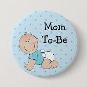 Moeder wordt Blue Baby Boy Baby shower Button (Voorkant)
