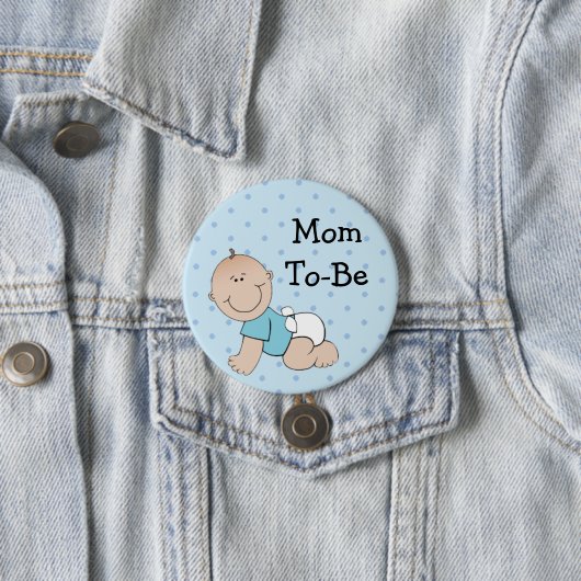 Moeder wordt Blue Baby Boy Baby shower Button (In situ)