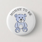 Moeder wordt Blue Teddy Bear Baby shower Button (Voorkant)
