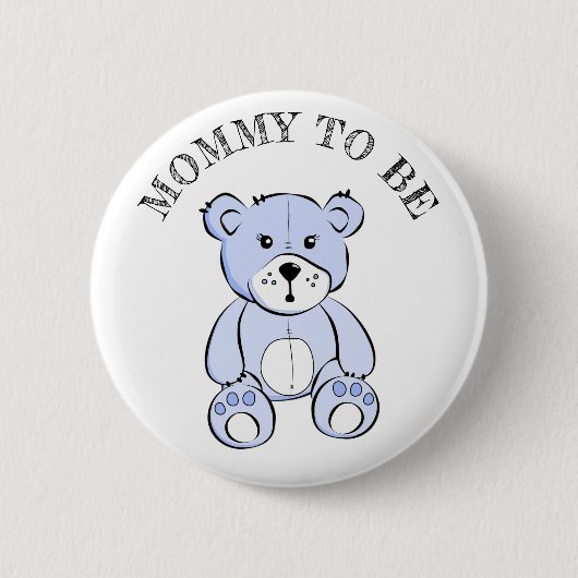 Moeder wordt Blue Teddy Bear Baby shower Button (Voorkant)