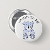 Moeder wordt Blue Teddy Bear Baby shower Button (Voorkant /achterkant)
