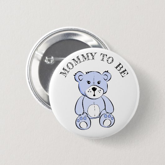 Moeder wordt Blue Teddy Bear Baby shower Button (Voorkant /achterkant)