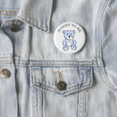Moeder wordt Blue Teddy Bear Baby shower Button (In situ)