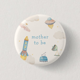 Moeder Wordt Boho Outer Space Raket Baby Shower Ronde Button 3,2 Cm