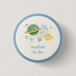 Moeder Wordt Buitenruimte Astronaut Jongen Baby Bo Ronde Button 3,2 Cm