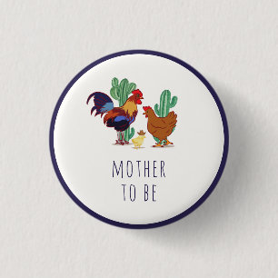 Moeder Wordt Cactus Haan Kip Baby Shower Ronde Button 3,2 Cm