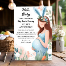 Moeder wordt Ear Hop Blue Pink Bunny Baby shower
