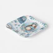 Moeder wordt jongen Baby shower blauw papier Bord (Gebogen)
