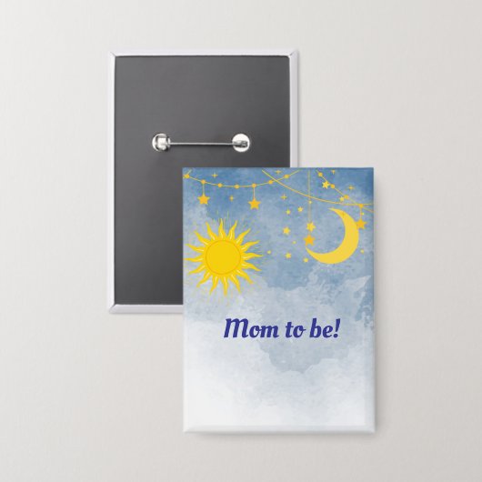 Moeder wordt maan en zon tweeling thema button (Voorkant / Achterkant)