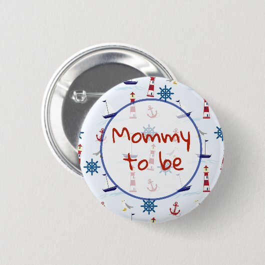 Moeder wordt Nautisch Baby shower Button (Voorkant /achterkant)