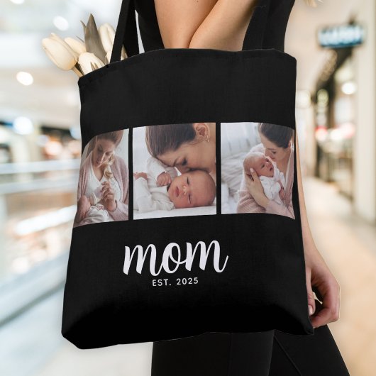 Moeder Wordt Script Zwart 3 Foto Boodschappentas Tote Bag