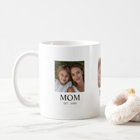 Moeder Wordt Script Zwart 3 Foto Koffiemok (Met donut)