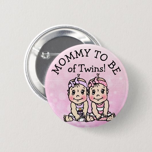 Moeder wordt van Twin Girls, Baby shower Button (Voorkant /achterkant)