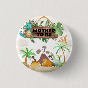 Moeder Wordt Vulkaan Kwijt Dinosaurus Baby Shower Ronde Button 3,2 Cm