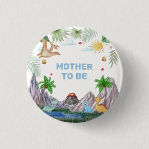 Moeder Wordt Vulkan Berg Dino Baby Shower Ronde Button 3,2 Cm
