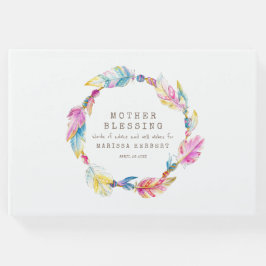 Moeder-zegelbaarden veren boho kleurrijk gastenboek