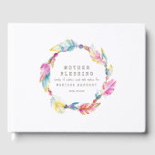 Moeder-zegelbaarden veren boho kleurrijk gastenboek (Voorkant)