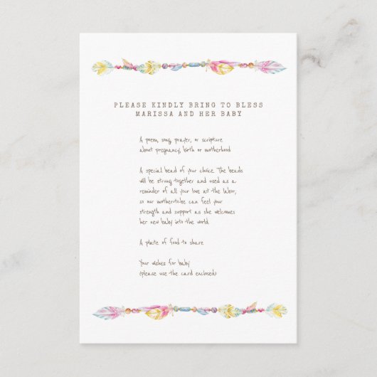 Moeder Zegen informatie kleurrijke kralenveer Informatiekaartje (Voorkant)