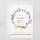 Moeder zegen veer en kralen kleurrijke kunst kaart (Voorkant)