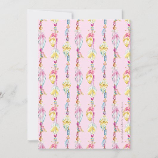 Moeder zegen veer en kralen kleurrijke kunst kaart (Achterkant)