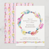 Moeder zegen veer en kralen kleurrijke kunst kaart (Voorkant / Achterkant)