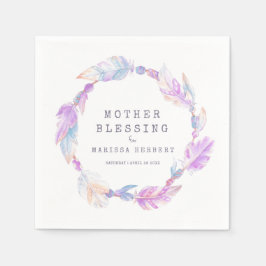 Moeder-zegenkralen en veren boho servet