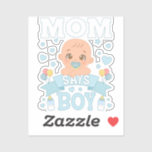 Moeder zegt jongen zwangerschap roze of blauw viny sticker<br><div class="desc">Mam zegt Jongen Zwangerschap Roze of Blauw Grappig Geslacht Onthullen Baby shower Matching Family Baby Grappig design Gift Custom-Cut Vinyl Sticker Classic Collectie.</div>