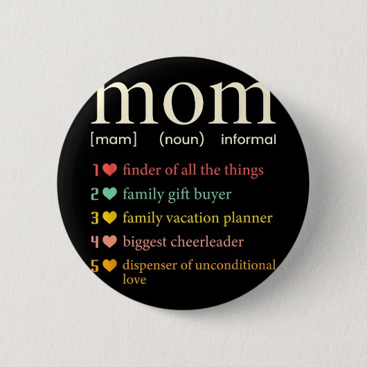 Moeder Zelfstandig naamwoord Definitie Grappige Ma Ronde Button 5,7 Cm (Voorkant)