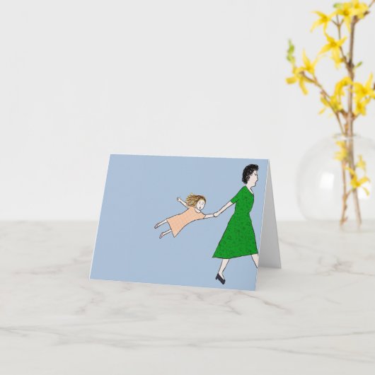 Moeder zit in een haastige Kaart (Gele Bloem)