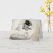  moeder zoende Baby in Bassinet Kaart (Gele Bloem)