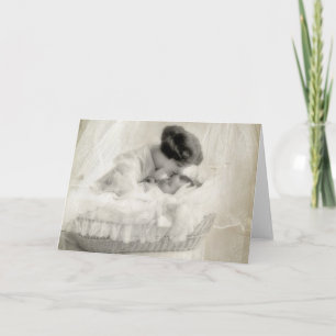  moeder zoende Baby in Bassinet Kaart