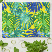 Moeder zomer tropische bladeren groen geel theedoek (Gevouwen)