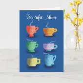 Moeder Zondag Mum Whimsical Steaming Teacups Kaart (Gele Bloem)