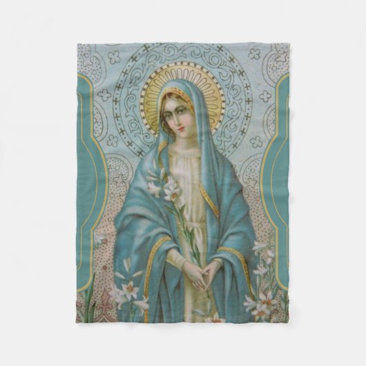 Moeder zonder been Mary met gelilies Fleece Deken (Voorkant)