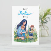 Moeder & Zonen Watercolor Tuin Illustratie Kaart (Staand voorkant)